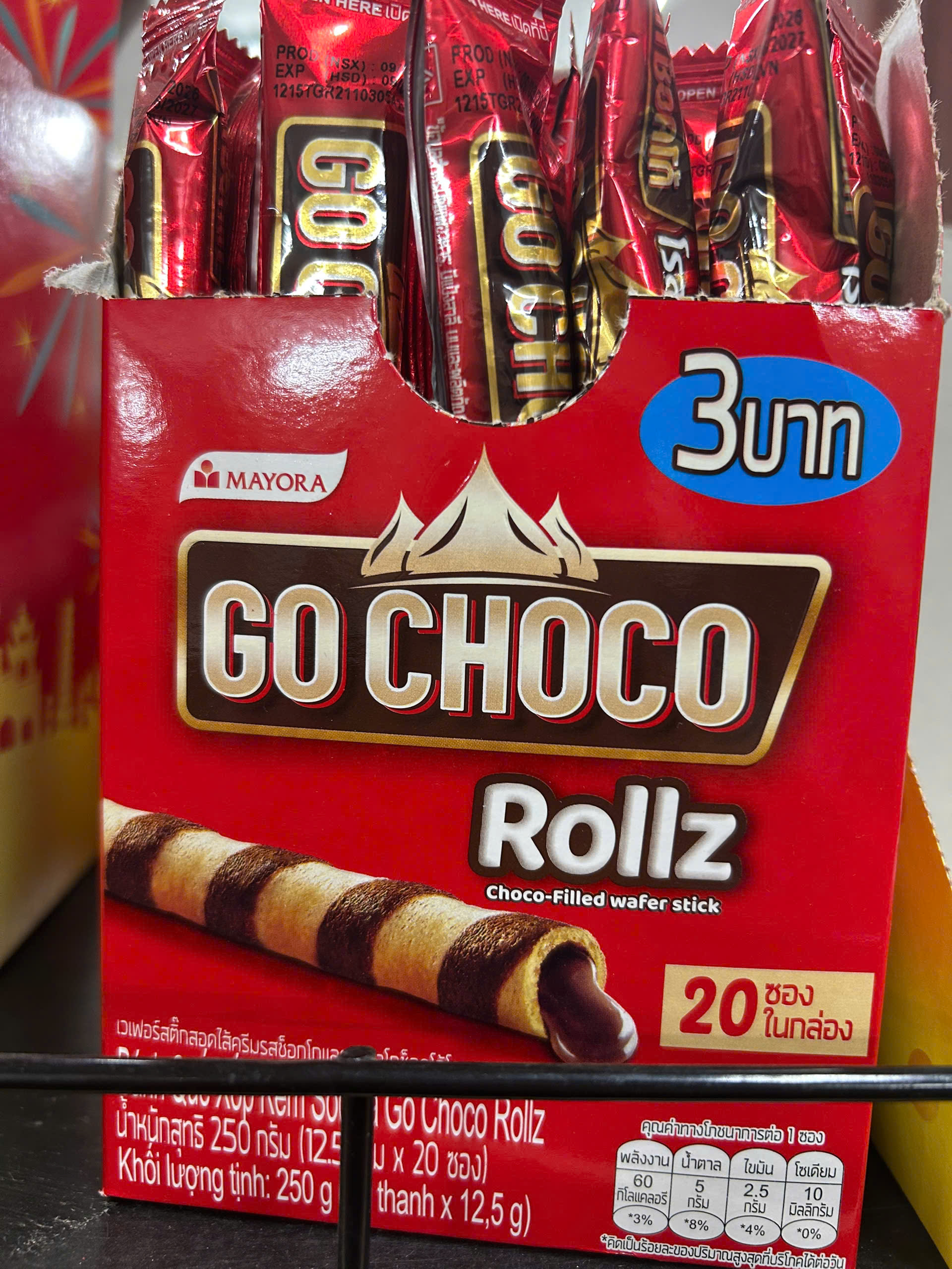 Bánh quế xốp kem Socola Go Choco Rollz - 250g